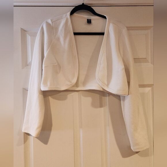 Shein Curve white cropped long sleeve cardigan 1XL like new - Picture 1 of 5